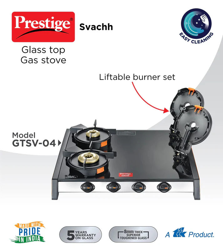 Prestige 4 Burner Glass top LP Gas Stove - Image 4