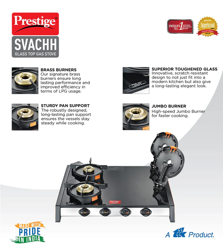 Prestige 4 Burner Glass top LP Gas Stove - Image 3